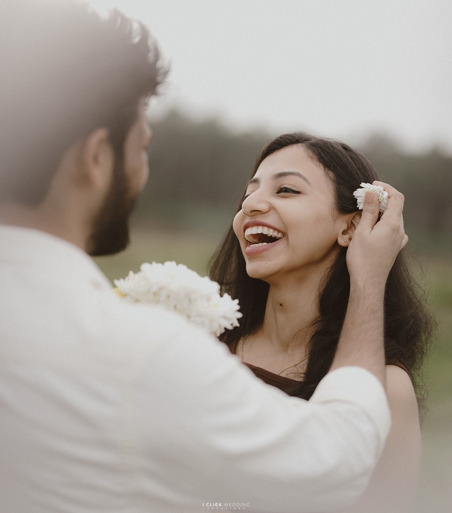 A couple smiling together